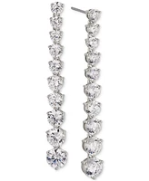 Eliot Danori Silver-Tone Cubic Zirconia Graduated Linear Drop Earrings, Created for Macy's