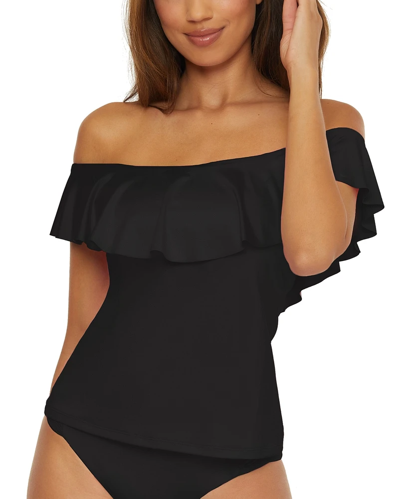 Trina Turk Women's Monaco Ruffled Off-The-Shoulder Tankini Top