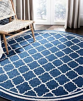 Safavieh Amherst AMT422 Navy and Beige 7' x 7' Round Area Rug