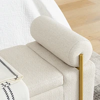 Beige Linen Storage Bench with Iron Legs
