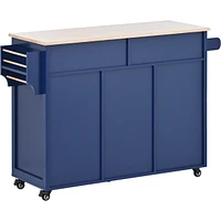 Rubber Wood Countertop Kitchen Cart with 8 Drawers