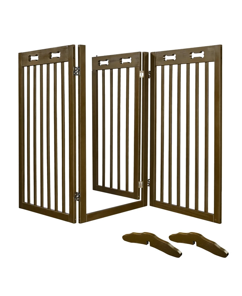 Yescom 60"x36" 3 Panel Folding Pet Gate Wooden Dog Fence Baby Safety Gate Playpen Barrier 2 Feet