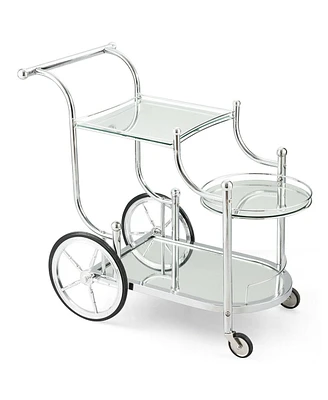 Slickblue Kitchen Rolling Bar Cart with Tempered Glass Suitable for Restaurant and Hotel