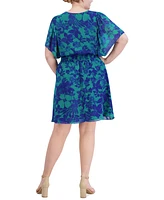 Jessica Howard Plus Floral-Print Smocked-Waist Dress