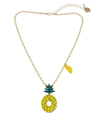 Betsey Johnson Faux Stone Pineapple Pendant Necklace