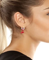 Betsey Johnson Faux Stone Cherry Charm Huggie Earrings