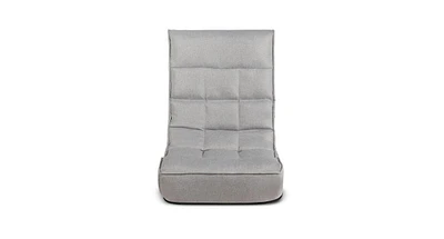 Slickblue 4-Position Adjustable Floor Chair Folding Lazy Sofa-Grey