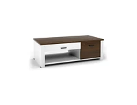 Slickblue Modern Coffee Table with Front Back Drawers and Compartments for Living Room