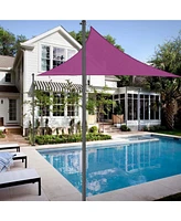 Triangle Sun Shade Sail Canopy Awning Detachable Pole Kit Outdoor