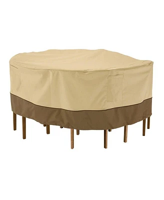 Classic Accessories Veranda Medium And Large Round Patio Table And Chair Set Cover Pebble - Beige