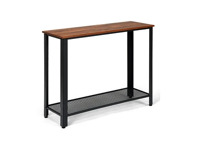 Slickblue Metal Frame Wood Console Sofa Table with Storage Shelf