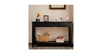 Slickblue Console Sofa Side Accent Table with Drawer Shelf-Black