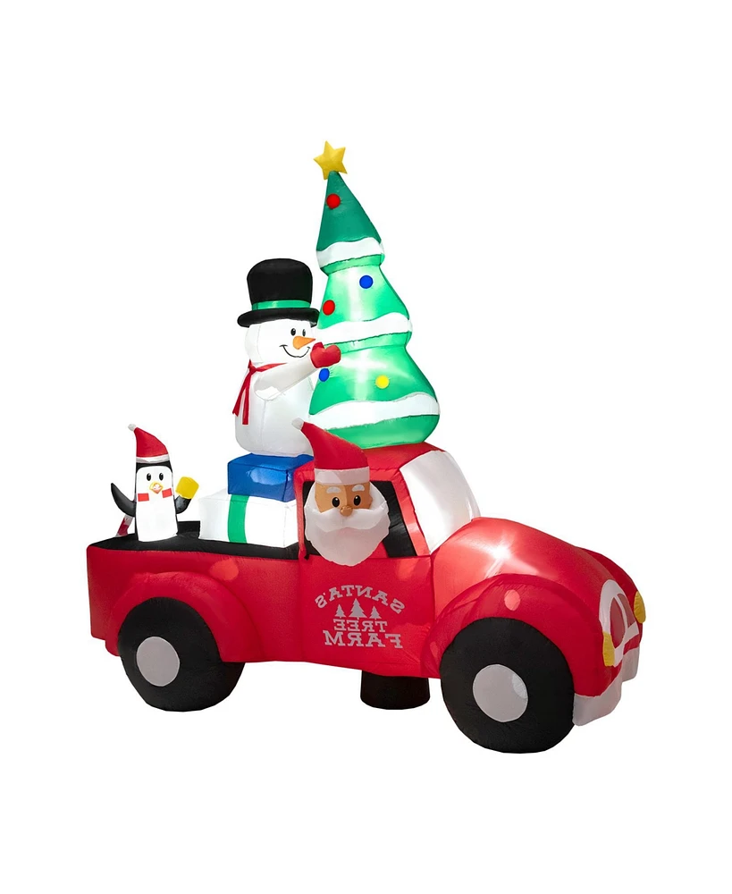 Slickblue 8 Feet Wide Inflatable Santa Claus Driving a Car with Led and Air Blower