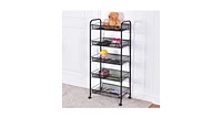 Slickblue 5 Tier Storage Rack Trolley Cart-Black