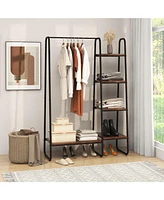 Slickblue Clothes Rack Free Standing Storage Tower with Metal Frame