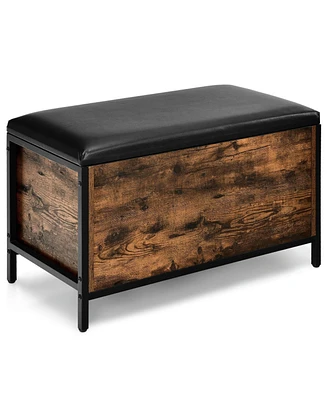 Slickblue Entryway Flip Top Ottoman Stool with Padded Seat