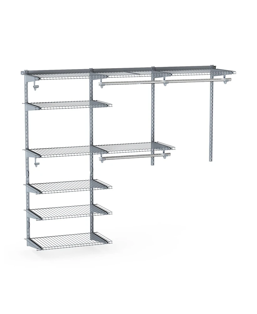 Slickblue Adjustable Closet Organizer Kit with Shelves and Hanging Rods for 4 to 6 Feet