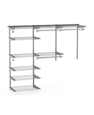 Slickblue Adjustable Closet Organizer Kit with Shelves and Hanging Rods for 4 to 6 Feet