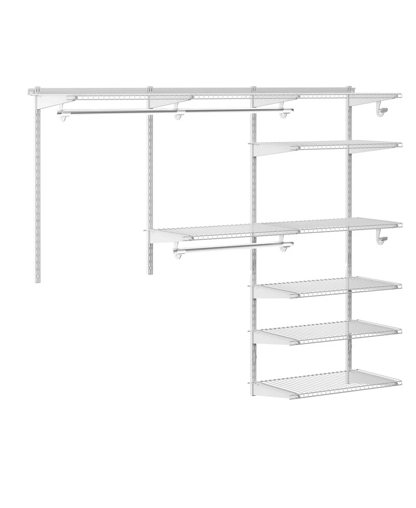 Slickblue Adjustable Closet Organizer Kit with Shelves and Hanging Rods for 4 to 6 Feet