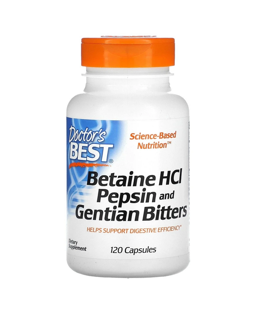 Doctor's Best Betaine HCl Pepsin & Gentian Bitters - 120 Capsules - Assorted Pre