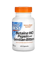 Doctor's Best Betaine HCl Pepsin & Gentian Bitters - 120 Capsules - Assorted Pre