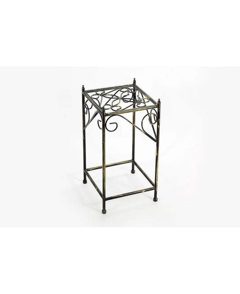 Ore International Lb-1706 20.67 in. Lattice Square Cast Iron Plan Stand, Medium