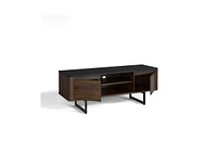 Slickblue Wooden Tv Stand with 2-Door Storage Cabinets for for TVs up to 55 Inch
