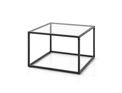Slickblue 27.5 Inch Home Square Tea Table with Heavy-duty Metal Frame