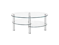 Slickblue Tempered Glass Oval Side Coffee Table-Transparent