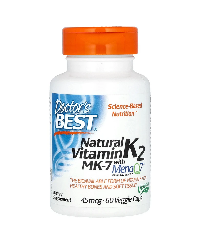 Doctor's Best Natural Vitamin K2 Mk-7 with MenaQ7 45 mcg - 60 Veggie Caps - Assorted Pre