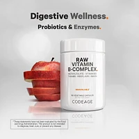 Raw Vitamin B-Complex Supplement - Essential B Vitamins with Probiotics, Digestive Enzymes, Fruits & Vegetables - 2-Month Supply - Methylfolate