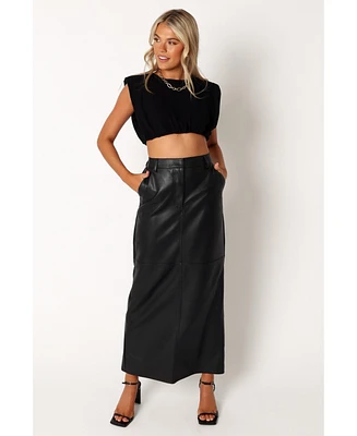 Petal and Pup Women's Jade Leather Column Skirt