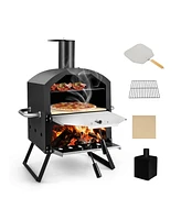 Sugift Outdoor Pizza Oven with Anti-scalding Handles and Foldable Legs