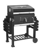 Inolait 24-inch Charcoal Bbq Grill with 2 Folding Side Shelves