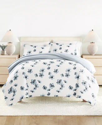 Kaycie Gray Watercolor Floral Printed 3-Pc. Duvet Cover Set, Full/Queen