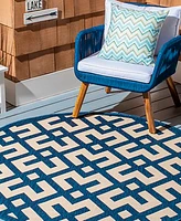 Safavieh Courtyard CY6915 Navy and Beige 5'3" x 5'3" Sisal Weave Round Outdoor Area Rug