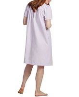 Miss Elaine Women's Short Snap-Front Seersucker Robe