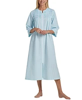 Miss Elaine Women's 3/4-Sleeve Zip Seersucker Robe