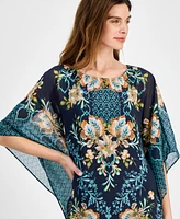 Jm Collection Women's Printed Poncho Top, Created for Macy's