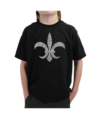 La Pop Art Boys Word T-shirt - Fleur De Lis Popular Louisiana Cities