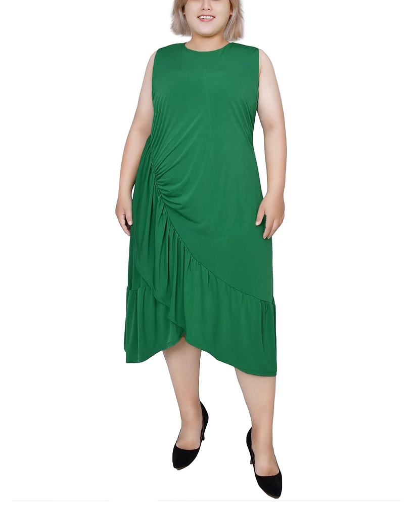 Ny Collection Plus Size Sleeveless Asymmetrical Flounced Dress