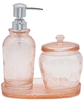 Lavender and Sage Blush Glass 3-Pc. Bathroom Accessory Set