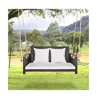 Sugift 2-Person Patio Rattan Porch Swing