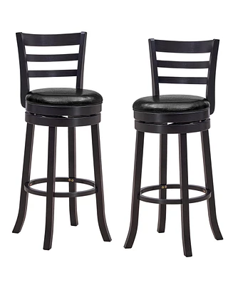 Sugift Set of 2 Bar Stools Swivel Bar Height Chairs with Pu Upholstered Seats Kitchen