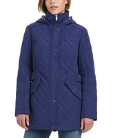 Jones New York Women's Hooded Stand-Collar Quilted Coat