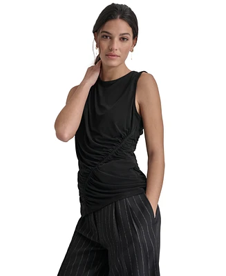 Dkny Women's Crewneck Sleeveless Side-Ruched Knit Top