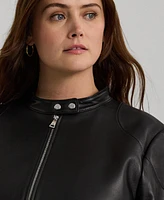 Lauren Ralph Plus Leather Moto Jacket