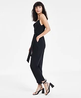 Bar Iii Women's Belted Cowl Neck Jumpsuit, Created for Macy's