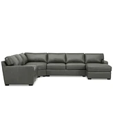 Radley 148" 5-Pc. Leather Wedge Modular Chase Sectional, Created for Macy's