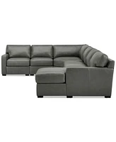 Radley 141" 6-Pc. Leather Wedge Modular Chaise Sectional, Created for Macy's